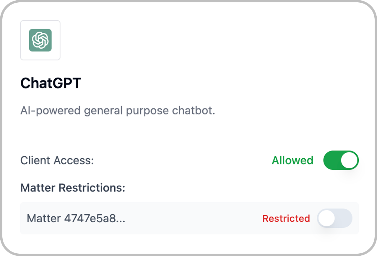 Screenshot of AI Tool Registry interface showing centralized management of approved and restricted AI applications